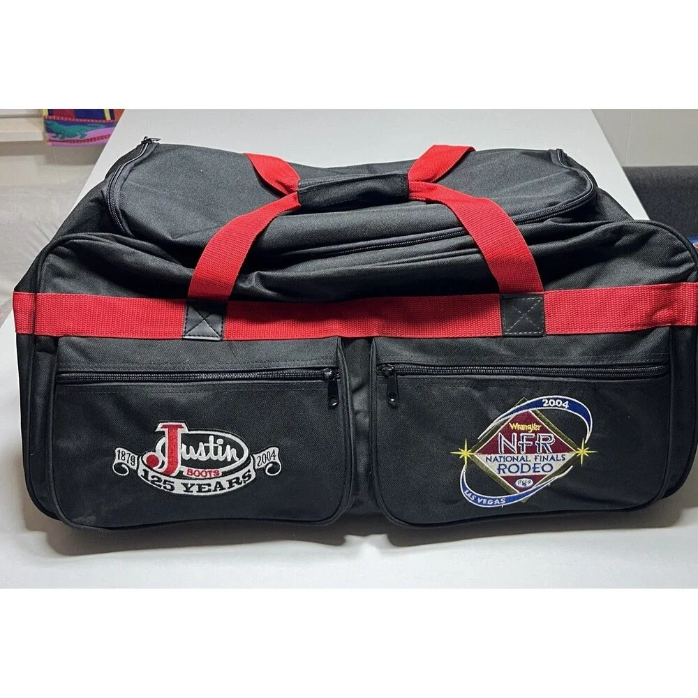 VTG 2004 Justin Boots NFR National Finals Rodeo Wrangler Las Vegas Duffle Bag GC
